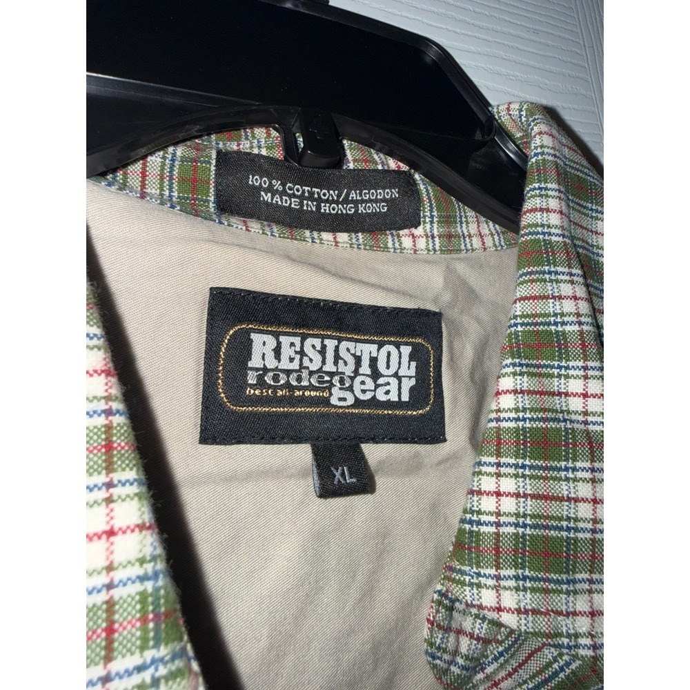 Resistol Rodeo Gear Mens XL Green Plaid Western Long Sleeve Button Down Shirt - Picture 2 of 3